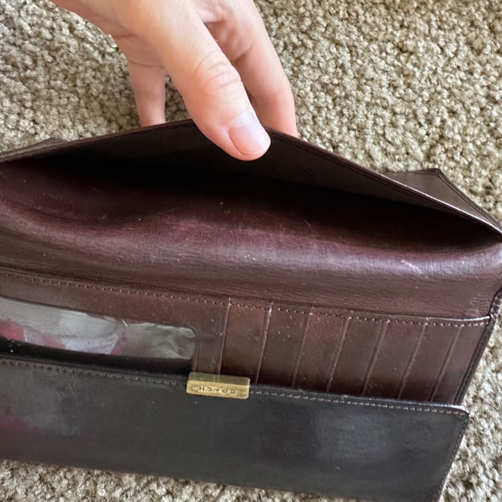 Coach Dark Brown Vintage Genuine Leather Snap-On Credit Card Bifold Long Wallet - Picture 12 of 12